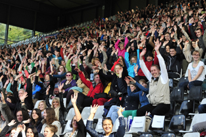 First year students in the stands 