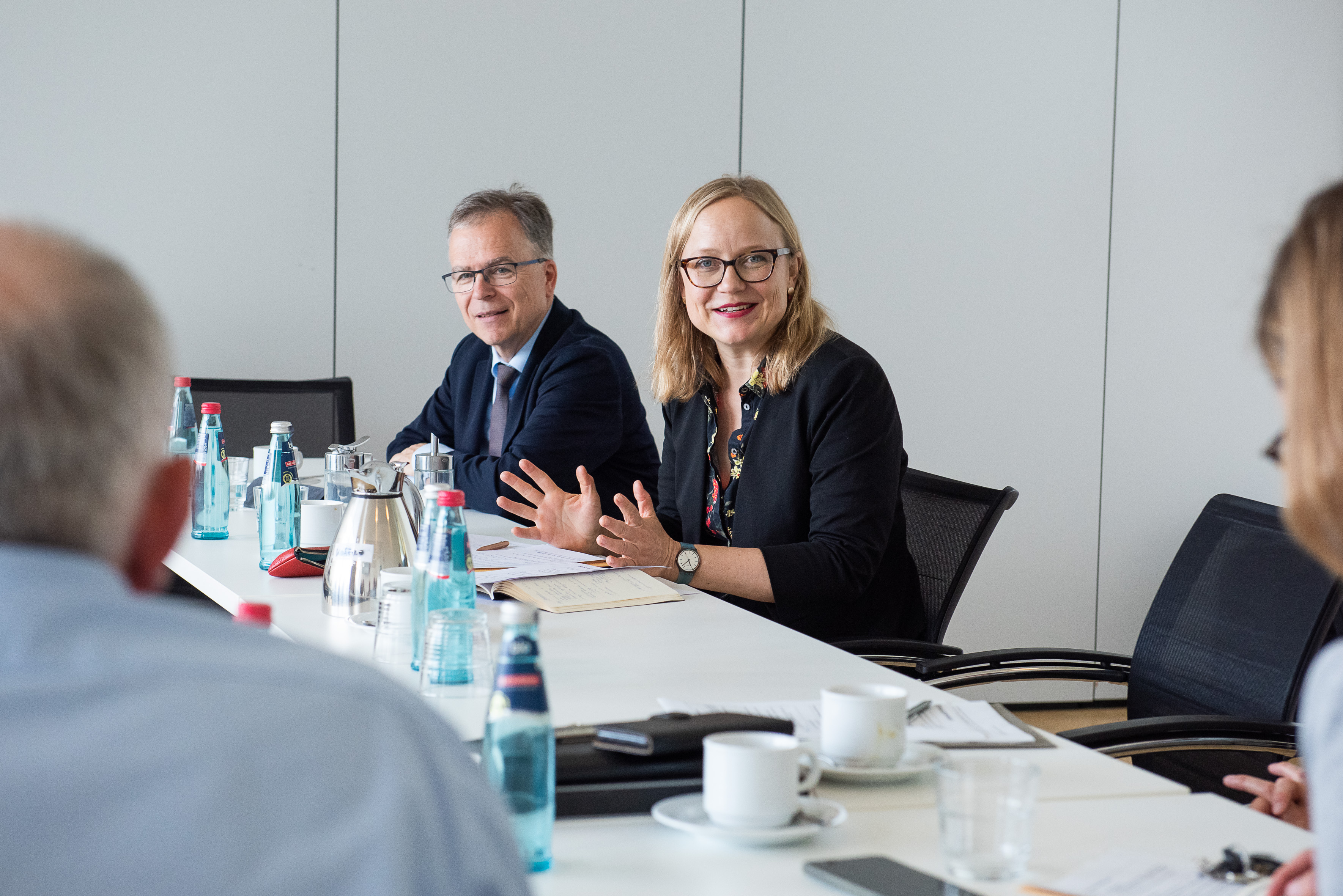 University of Freiburg Vice Rector Prof. Dr. Melanie Arndt and Dean of the Medical Faculty Prof. Dr. Lutz Hein taking part in the roundtable on biomedical research during the University of Adelaide’s visit 