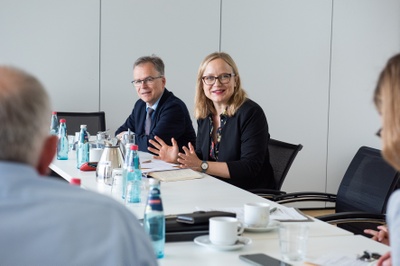 University of Freiburg Vice Rector Prof. Dr. Melanie Arndt and Dean of the Medical Faculty Prof. Dr. Lutz Hein taking part in the roundtable on biomedical research during the University of Adelaide’s visit 