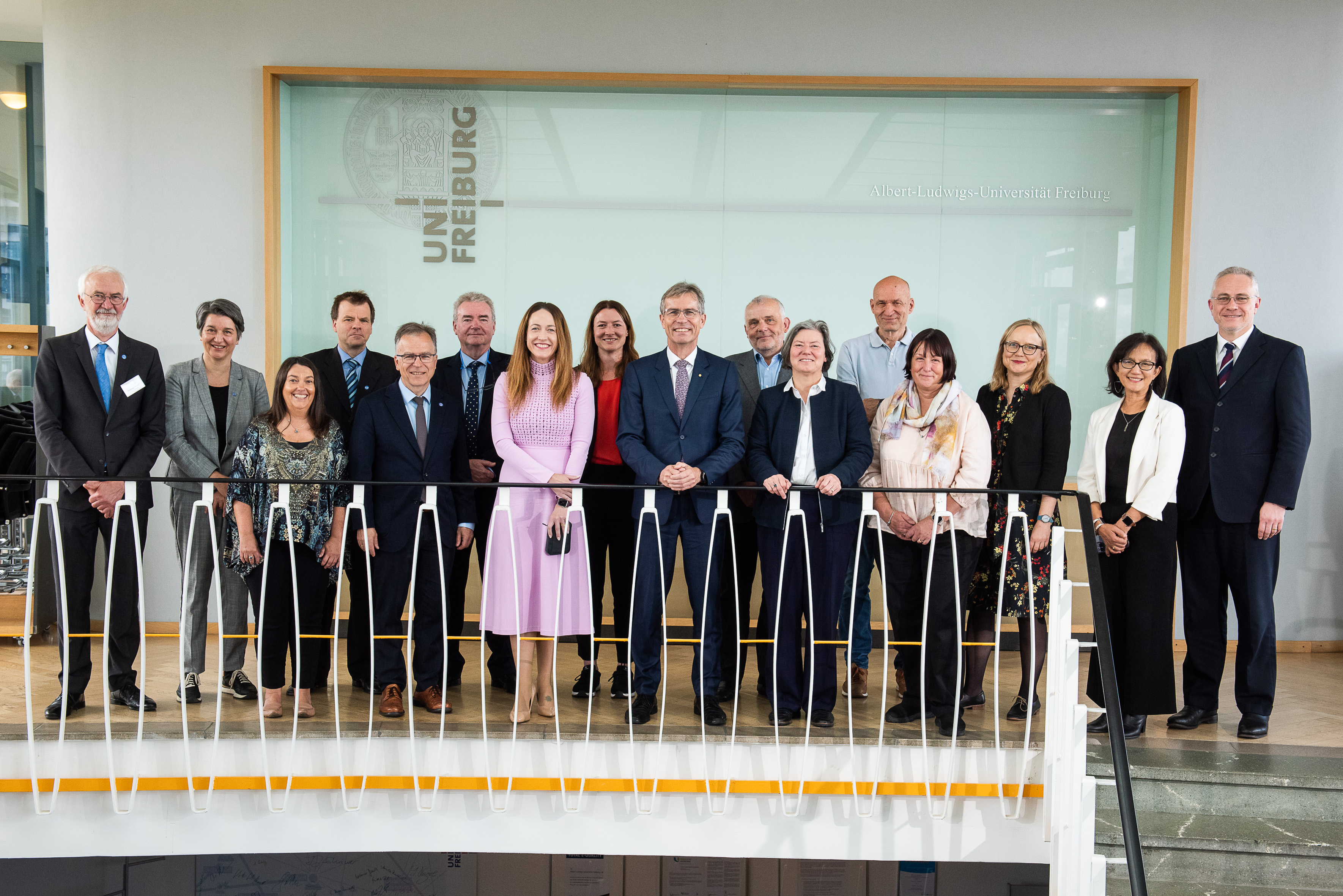 Group picture of the delegations from both universities during the visit from the University of Adelaide